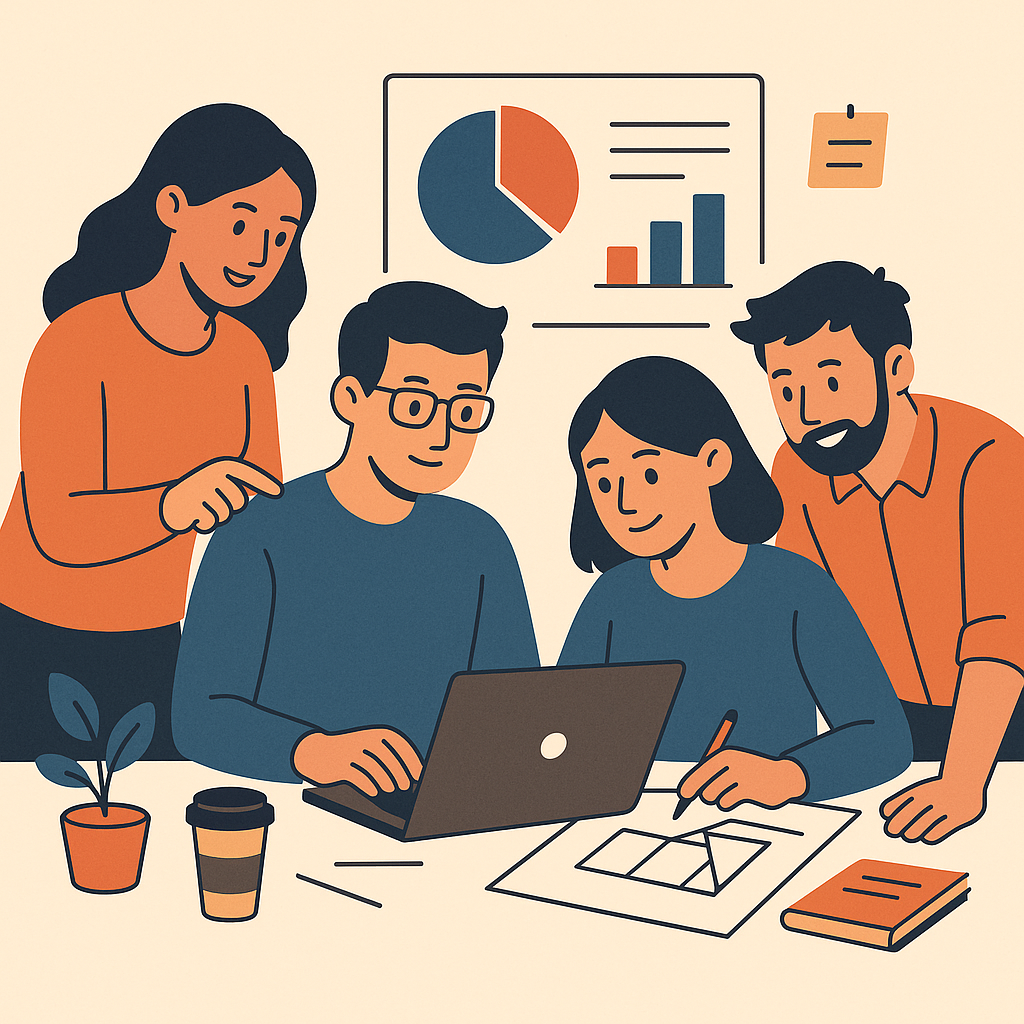 A modern office meeting